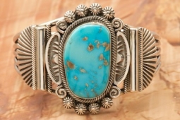 Rare Blue Moon Turquoise Sterling Silver Bracelet